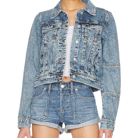 Free People Rumors Light Wash Denim Jacket Size Medium - Picture 1 of 10